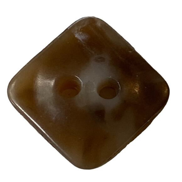 Two Center Hole Buttons Brown Marble Square Plastic Domed Lot of 4 - Picture 4 of 9